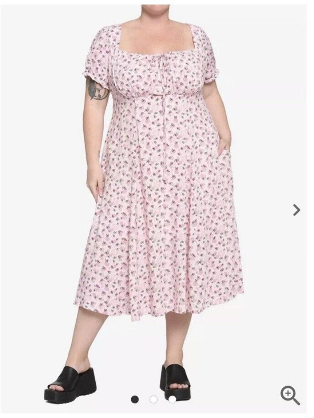 HOT TOPIC Pink Floral Gears Empire Midi Dress Plus Size 5X NEW